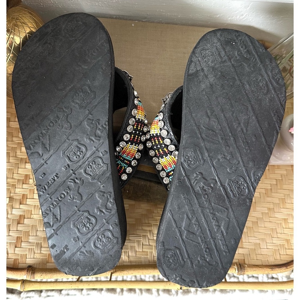 MONTANA WEST RED YELLOW BLUE BEADED FLIP FLOPS BLING - Picture 4 of 4